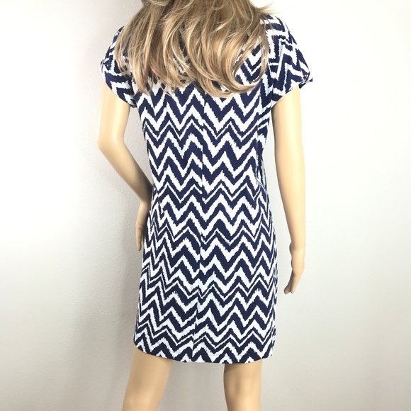 Lilly Pulitzer Palmer Dress Blue & White Chevron - Picture 4 of 4